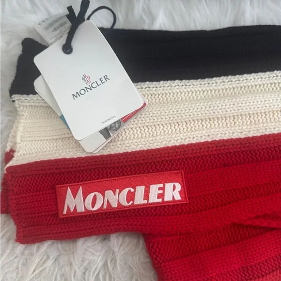 Moncler Red and Black Knit Scarf - Main Image